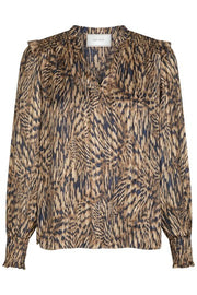 Davina Pattern Blouse | Camel | Bluse fra Neo Noir