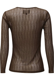 Isa Ls Lace Blouse | Dark Brown Lines | Bluse fra Liberté