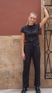 Alma Wide Pants | Black Pink Holographic Dot | Bukser fra Liberté