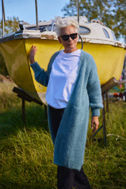 Long open cardigan in fluffy mohair 82121L | Celadon | Strik fra Atelier C