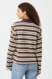 Mala Stripe Polo Blouse | Brown | Bluse fra Neo Noir