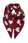 Chloe Triangular Scarf With Hearts  | Burgundy