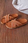 Elia Embroidered Sandals | Camel – nedsat