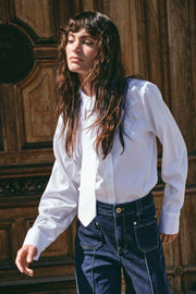 Ayen Stripe Shirt | White | Skjorte fra Mos Mosh