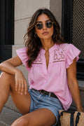 Hazel Ruffle Shirt | Pink – nedsat