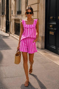 Siri Flouncy Striped Set | Pink – nedsat