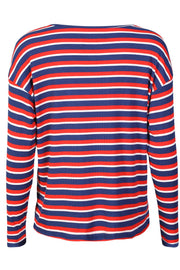 Natalia Ls Boxy Blouse | Navy Red White Stripe | Bluse fra Liberté