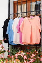 Samos Blouse | Ocean | Bluse fra Black Colour