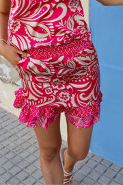 Tia Frill Short Skirt | Pink Mix | Nederdel fra Liberté