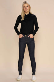 Alli Cover Jeans | Dark Blue | Højttaljet slim fit jeans fra Mos Mosh