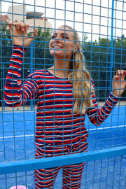 Natalia Ls Boxy Blouse | Navy Red White Stripe | Bluse fra Liberté