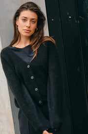 Thora V-Neck Knit Cardigan | Black | Strik fra Mos Mosh