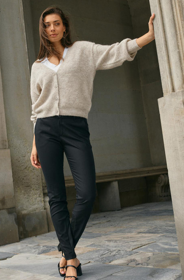 Thora V-Neck Knit Cardigan | Feather Gray | Strik fra Mos Mos