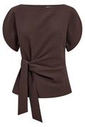 Acilecc Pleat Ss Blouse | Brown