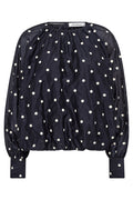 Ditacc Dot Ls Balloon Blouse | Navy