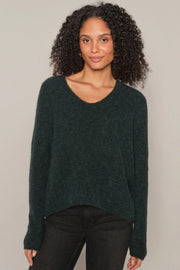 Thora V-Neck Knit  | Dark Pine | Strik fra Mos Mosh