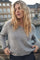 Thora V-Neck Knit | Grey Melange | Strik fra Mos Mosh