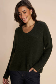 Thora V-Neck Knit | Grape Leaf | Strik fra Mos Mosh