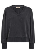 Cosette V-LS Stud Sweatshirt | Thunderstorm | Sweats fra Mos Mosh