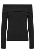 Caliz Rib Off-Shoulder Knit | Black | Strik fra Mos Mosh