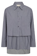 Barb Stripe Shirt | Salute Navy | Skjorte fra Mos Mosh
