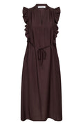 Heracc Frill SS V-Dress 503874 | Dark Brown | Co'couture