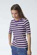 Grannycc Rib Emb SS T-Shirt 504244 | OffWhite/Plum | Co'couture