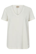 Dala V-SS Basic Tee | Ecru | T-shirt fra Mos Mosh