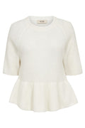 Thora SS O-Neck Frill Knit | Ecru | Strik fra Mos Mosh