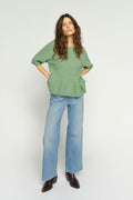 Thora SS O-Neck Frill Knit | Turf Green | Strik fra Mos Mosh