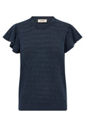 Ganna Pattern O-Neck Knit Top | Salute Navy | Strik fra Mos Mosh