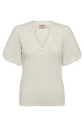 Jada V-SS Puff Tee | Ecru | T-shirt fra Mos Mosh