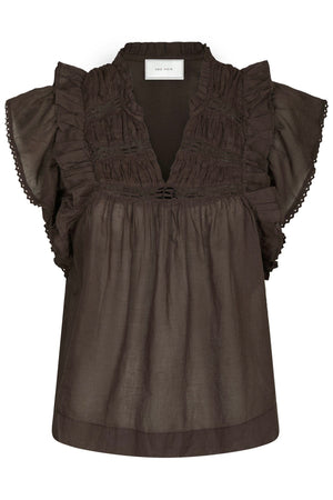 Jayla S Voile Top | Dark Brown | Bluse fra Neo Noir