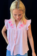 Emmy Embroidered Top | Pink