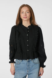 Petrine Embroidery Blouse | Black | Bluse fra Neo Noir