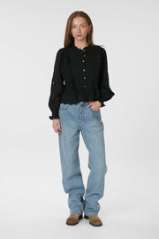 Petrine Embroidery Blouse | Black | Bluse fra Neo Noir