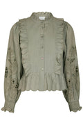 Petrine Embroidery Blouse | Smoke Green | Bluse fra Neo Noir – nedsat