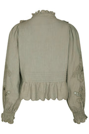 Petrine Embroidery Blouse | Smoke Green | Bluse fra Neo Noir