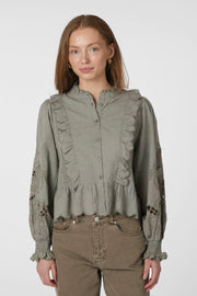 Petrine Embroidery Blouse | Smoke Green | Bluse fra Neo Noir