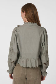 Petrine Embroidery Blouse | Smoke Green | Bluse fra Neo Noir