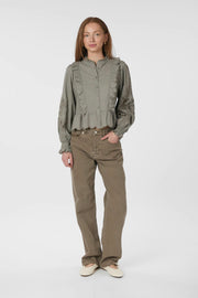 Petrine Embroidery Blouse | Smoke Green | Bluse fra Neo Noir