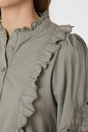 Petrine Embroidery Blouse | Smoke Green | Bluse fra Neo Noir
