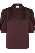 Roella Heavy Sateen Blouse | Burgundy | Bluse fra Neo Noir