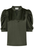 Roella Heavy Sateen Blouse | Deep Green | Bluse fra Neo Noir