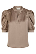 Roella Heavy Sateen Blouse | Dark Taupe | Bluse fra Neo Noir