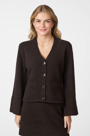 Pixie Knit Cardigan | Dark Brown | Strik fra Neo Noir