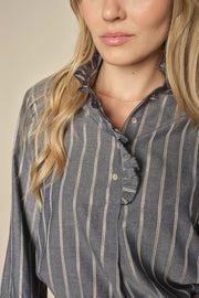 Biles Stripe Blouse  | Salute Navy | Bluse fra Mos Mosh