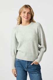 Kelsey Knit Blouse | Light Grey Melange | Strik fra Neo Noir
