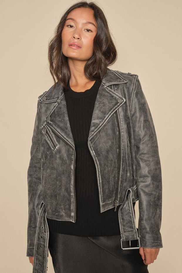 Celia Biker Jacket  | Phantom | Læderjakke fra Mos Mosh