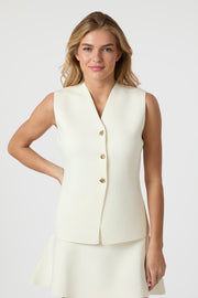 Sway Smooth Knit Waistcoat | Off White | Strik fra Neo Noir